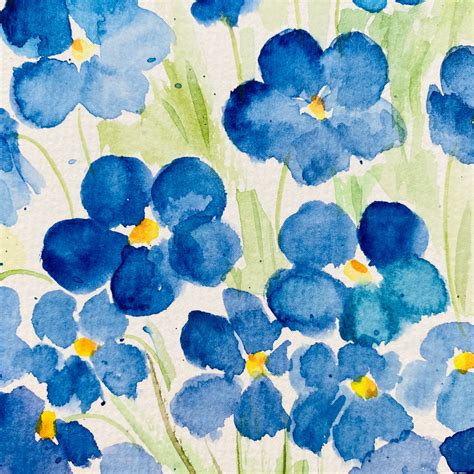 Vergissmeinnicht Malerei Floral Original Aquarell Kunst Blaue Etsy De