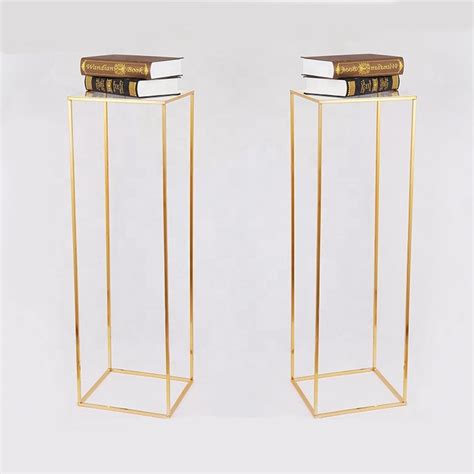 Gold Metal Flower Stand Pedestal Centrepiece Wedding Rectangle Shape