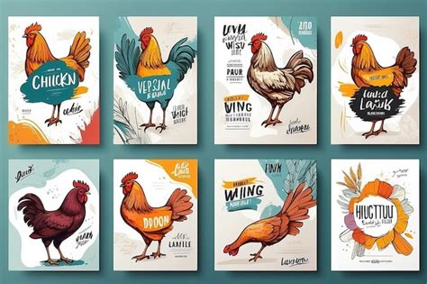 Premium Photo Poultry Abstract Vector Packaging Labels Design Set