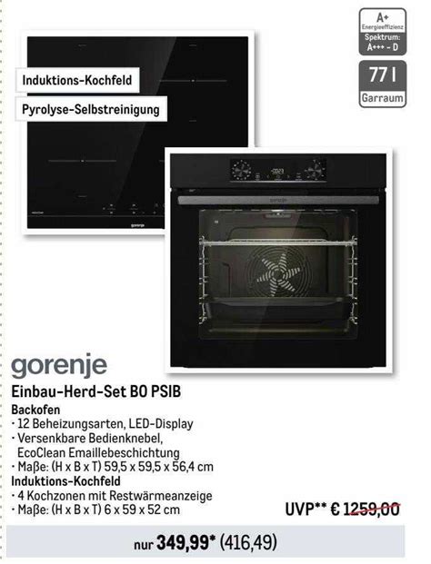 Gorenje Einbau herd set Easy Heißluft 2 Backofen Angebot bei METRO