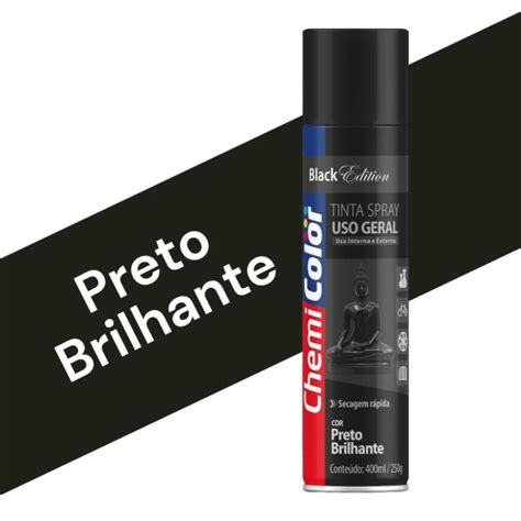 Tinta Spray Preto Brilhante Ml Uso Geral Chemicolor Edition Casa