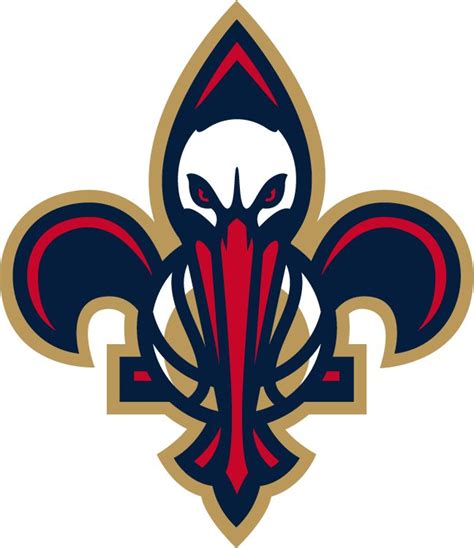 New Orleans Pelicans Secondary Logo (2014) - The bird-de-lis logo, a ...