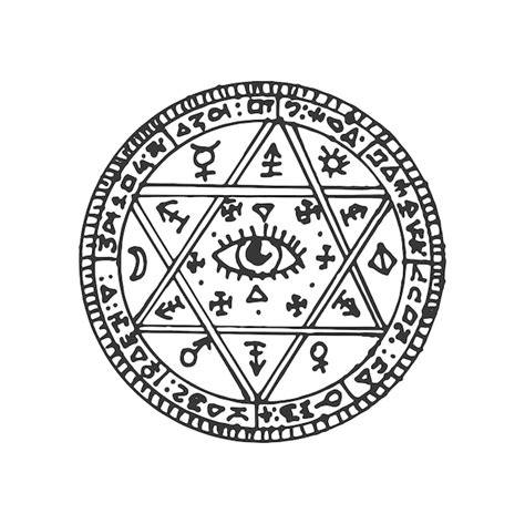 Premium Vector Pentagram With Magic Eye Satanic Star And Sacred Aztec