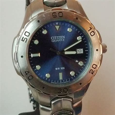 Citizen Quartz Watch With Blue Face Etsy Quartz Watch Quartz Bracelet Watch