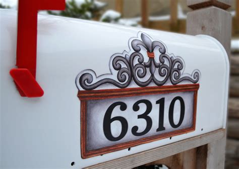 Mailbox Magnet Partial Cover Fleur De Lis Personalized Address Numbers