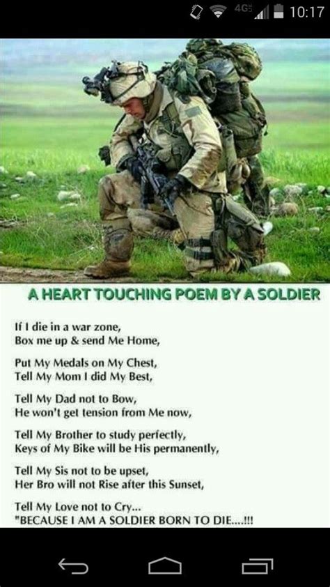 A Heart Touching Poem By A Soldier Military Life Quotes Army Quotes