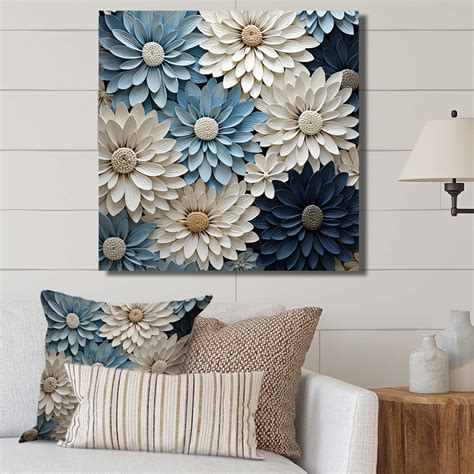 Designart White And Blue Zinnias Bounty I Zinnias Wall Art Bed Bath