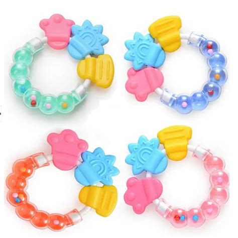 1pcs Colorful Silicone Handbell Jingle Baby Teether Educational Toys