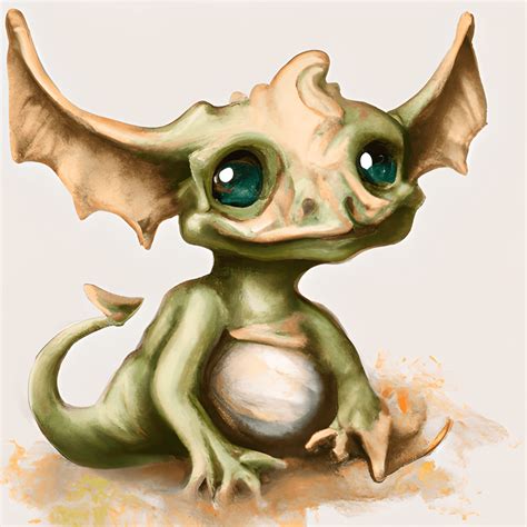 Cute Baby Kobold Painting · Creative Fabrica