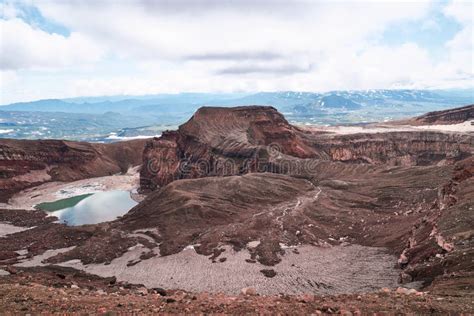 Emerald Lake In The Crater Of The Volcano Summer Landscape Kamchatka