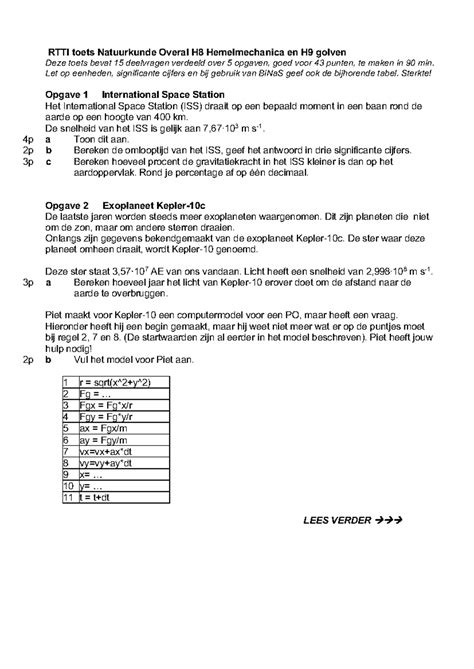 Natuurkunde Oefentoets RTTI H8 H9 RTTI Toets Natuurkunde Overal H8