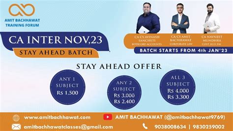 Very Important Announcement CA Inter Nov 2023 Stay Ahead Batch Amit