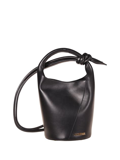 Woman Jacquemus Black Cow Leather Le Petit Tourni Bag