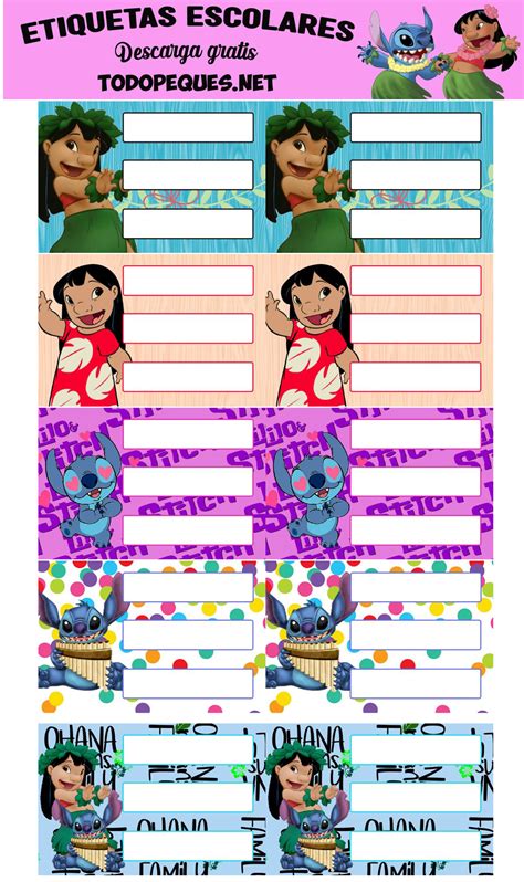 GRATIS Etiquetas Escolares De Lilo Stitch Todo Peques