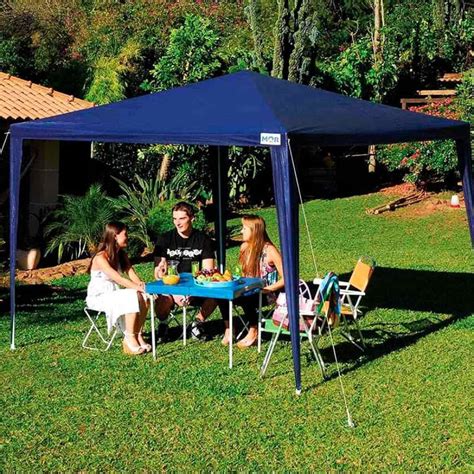 Tenda Praia Gazebo 3x3 Azul Mor Barraca Camping C Sacola R 19499