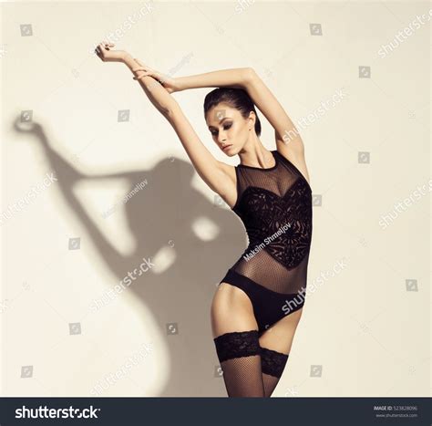 Sexy Beautiful Woman Stockings Lingerie Fashion Foto Stok