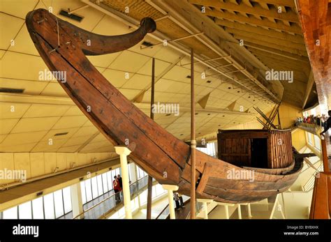 Khufu solar boat museum, King Cheops ship in the museum at the base of ...