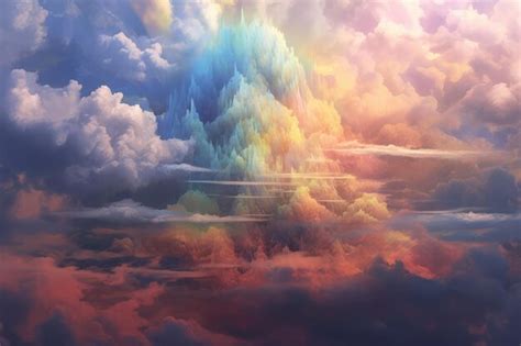 Premium AI Image Rainbow Cloud Stormy Sky Generative AI