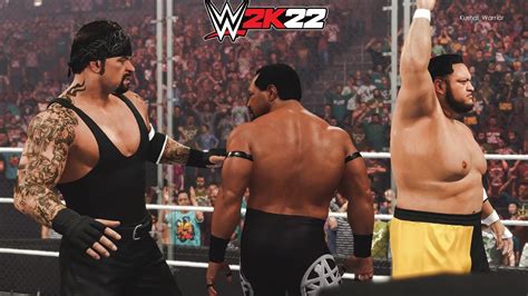 WWE 2K22 The Undertaker VS Samoa Joe VS Faarooq Steel Cage Match