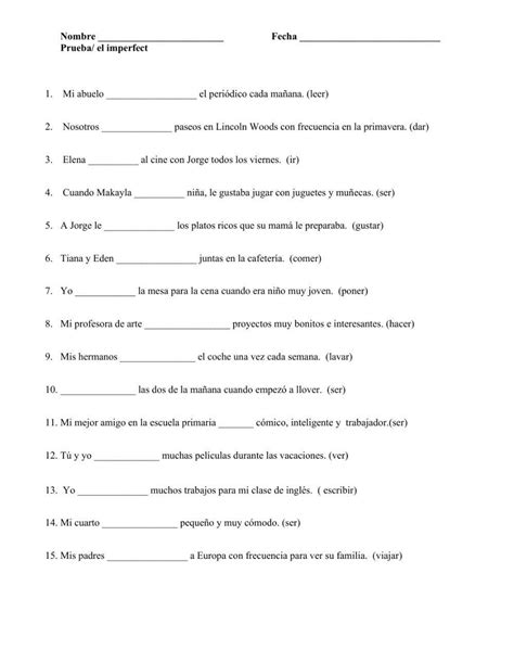 Spanish Imperfect Tense Worksheet Live Worksheets Worksheets Library