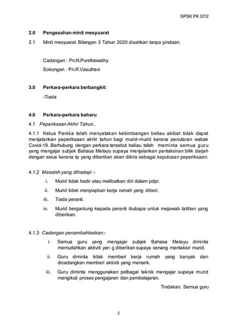 Minit Mesyuarat Panitia Pdf