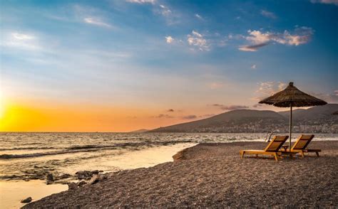 Premium Photo Sarande Beach During Sunset Bistrica Beach With View At