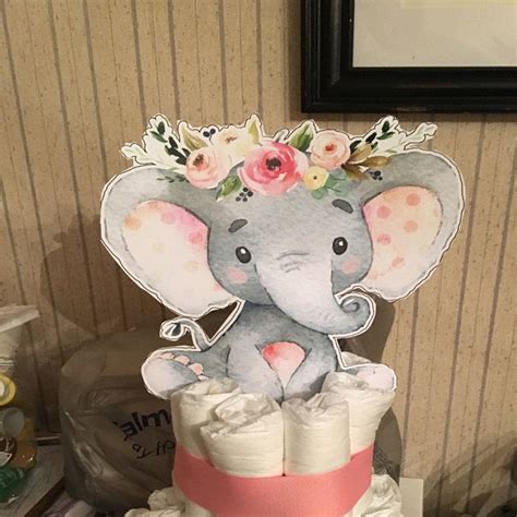 Pink Floral Elephant Baby Shower Centrepiece