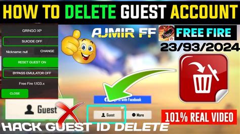 How To Delete Guest Account In Hack Free Fire Free Fire Me Hack