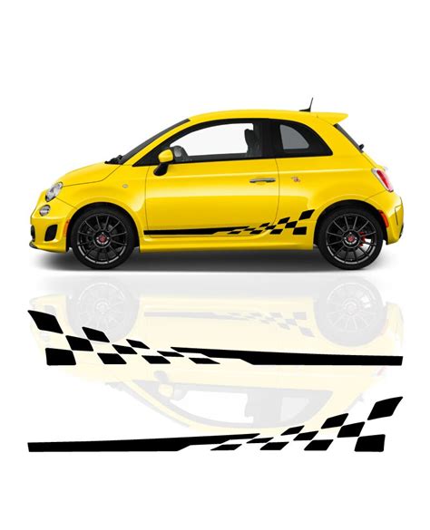 Kit Stickers Bandes Fiat Abarth 500 595 695 Damiers Sportifs