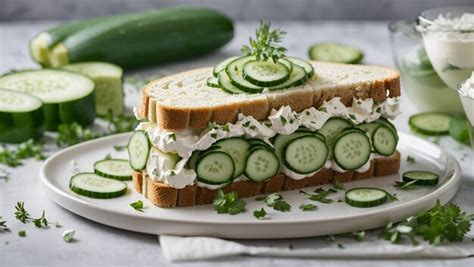 Premium Ai Image A Whimsical Cucumber Sandwich With A Swirl Of