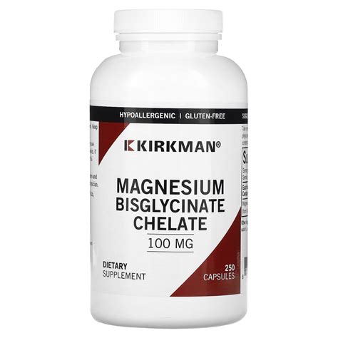 Kirkman Labs Magnesium Bisglycinate Chelate 100 Mg 250 Capsules