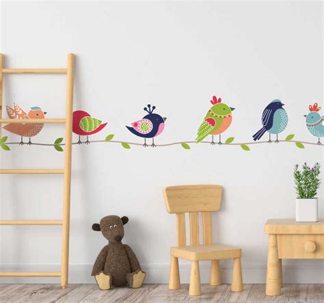 Sticker Chambre Enfant Oiseaux Sur La Branche Tenstickers