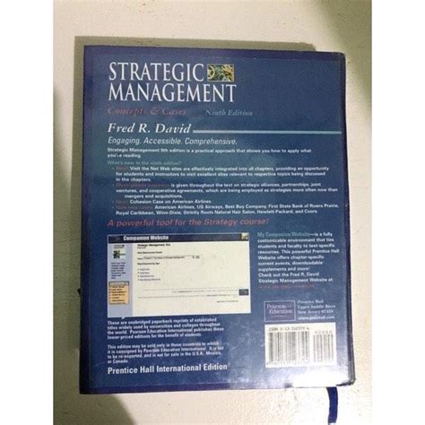 Buku Strategic Management Concepts And Cases Fred R David International Edition Preloved Buku