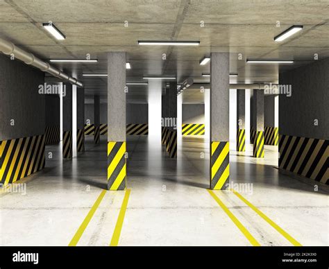 Indoor parking lot. 3D illustration Stock Photo - Alamy