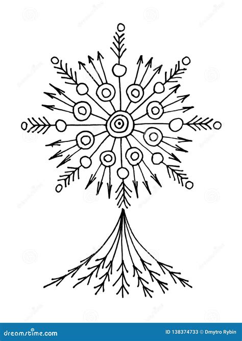 The Tree Of Life Symbolic Black And White Hand Drawing Stock