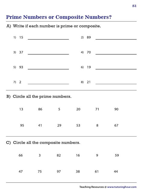 Prime And Composite Numbers Worksheets Revision Pdf Pdf Worksheets Library