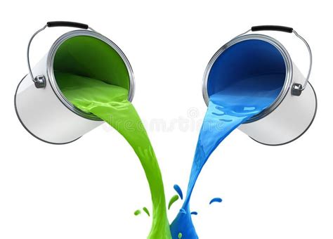 Colour Paint Pouring From Bucket 3d Illustration Isolated On White