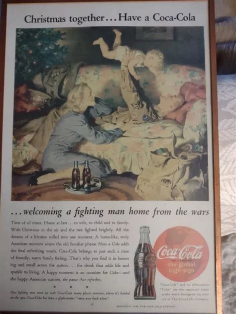 ANUNCIO ENMARCADO COCA COLA 1945 impresión original árbol genealógico