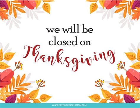 Free Printable Thanksgiving Closed Sign Templates