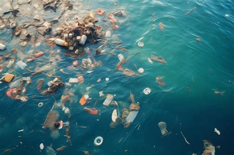 Contaminación Marina Residuos Plásticos En El Agua Del Océano Foto