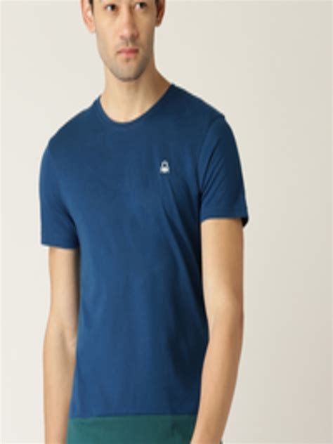 Buy United Colors Of Benetton Men Blue Solid Round Neck T Shirt