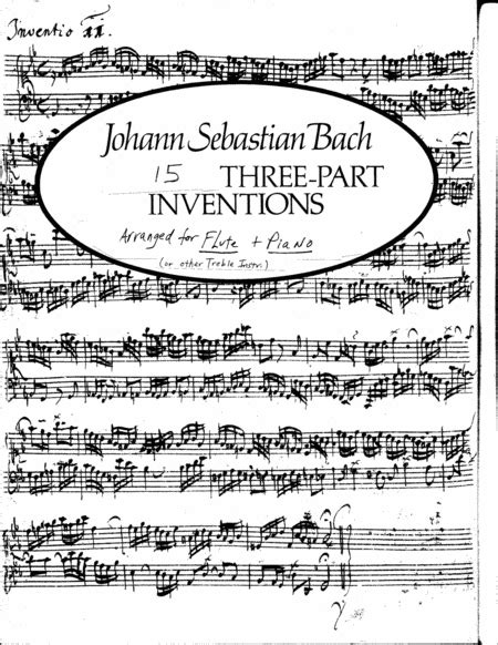 Bach 15 Three Part Inventions Sinfonias Arr For Treble Instrument And Piano By Johann