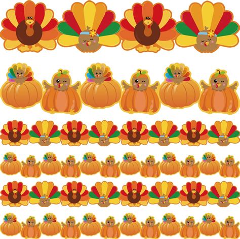 Amazon Quera 50 Pieces Thanksgiving Turkey Bulletin Board Border