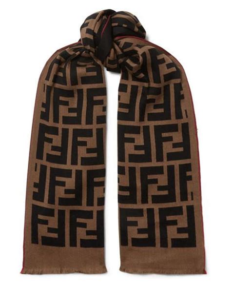 Fendi Intarsia Wool And Silk Blend Scarf In Brown Lyst Australia