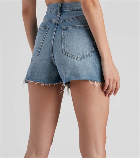 Reese High Rise Destructed Denim Shorts By Windsor Denim