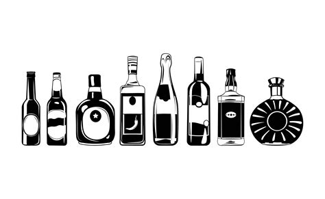 Alcohol Bottles Set Svg Champagne Beer Wine Tequila Etsy In 2020 Alcohol Bottles Bottle