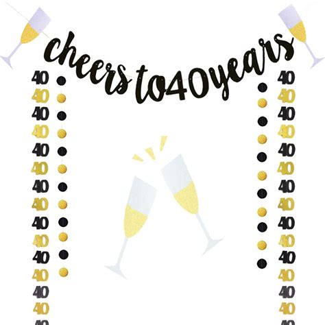 Buy JeVenis Set Of 4 Cheers To 40 Years Banner Cheers To 40 Years