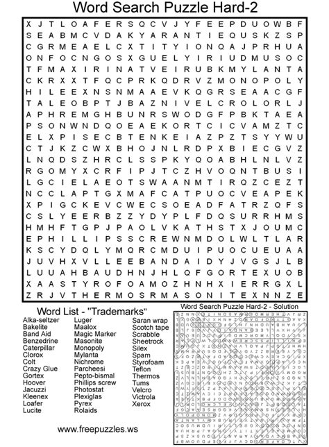 Difficult Printable Word Search