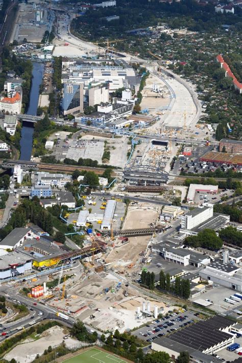 Luftbild Berlin Baustellen zum Neubau der Verlängerung der