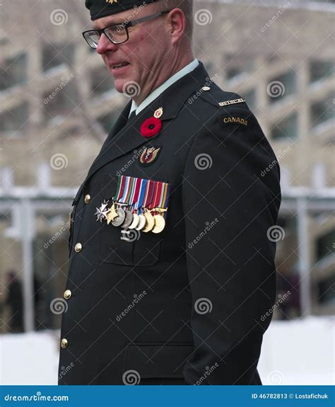 Canadian Soldier At Remembrance Day Ceremony Editorial Stock Photo